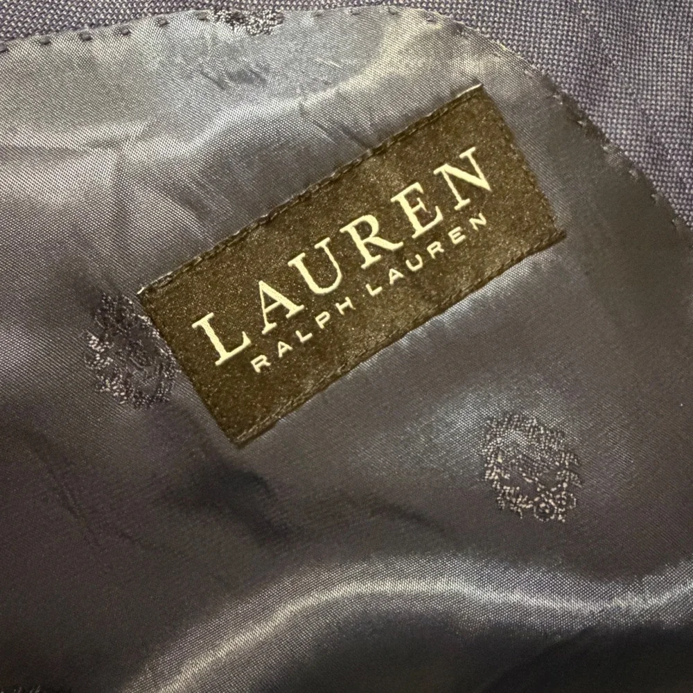 Lauren Ralph Lauren Mens Blue Wool Blend 2-Button Blazer Sport Coat 50L Long